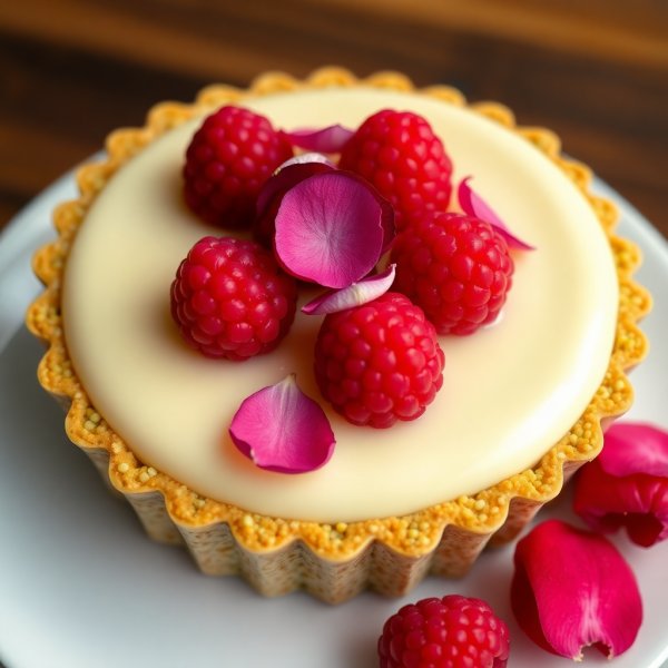 Raspberry Rose Tart with Pistachio Crust