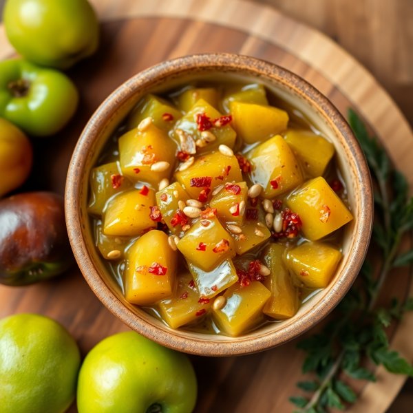 Sweet and Savoury Green Plum Chutney
