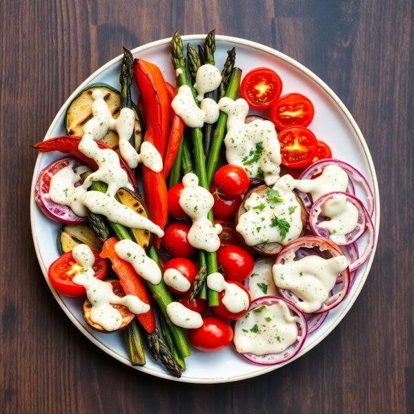 Grilled Veggie Platter with Tahini Dressing
