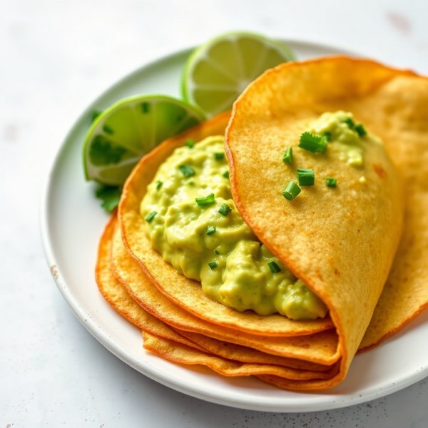 Cornmeal Crepes with Creamy Avocado Filling