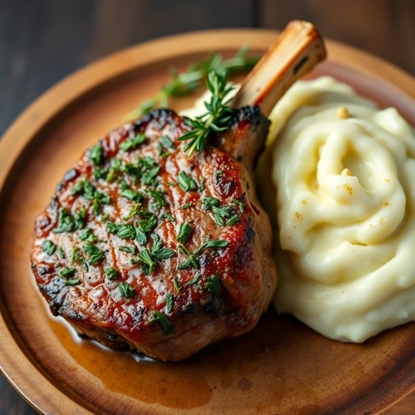 Herb-Crusted Lamb Chops with Garlic Mashed Potatoes