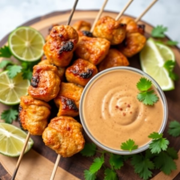 Thai Chicken Satay Skewers with Peanut Sauce