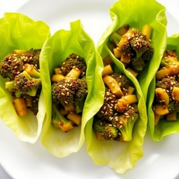Asian-Inspired Broccoli Butter Lettuce Wraps