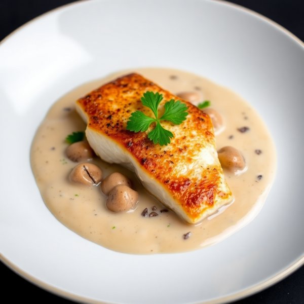 Zander with Creamy Chanterelle Sauce