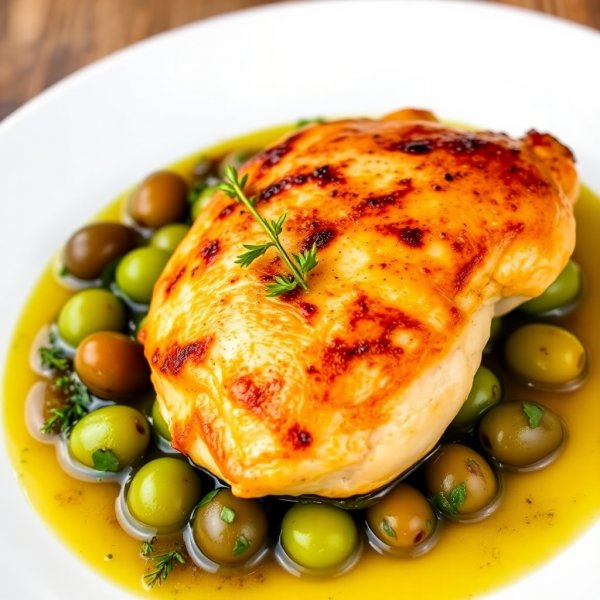 Roasted Chicken with Grape and Thyme Sauce Recipe (30 min) | cookAIfood