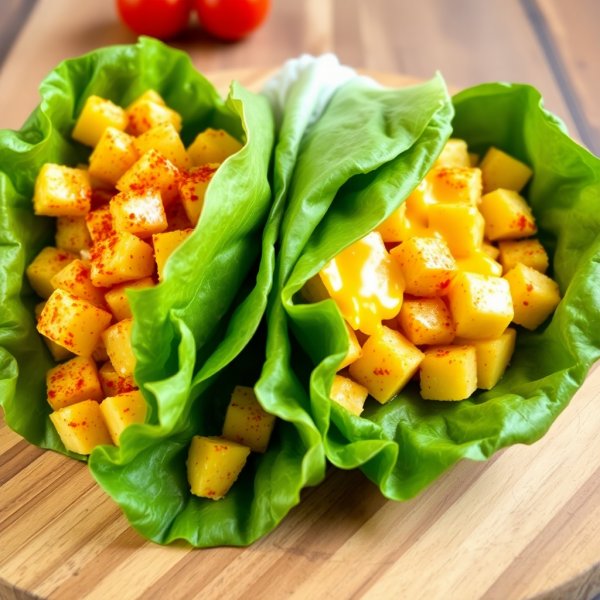 Cheesy Potato and Egg Lettuce Wrap Recipe (20 min) | cookAIfood