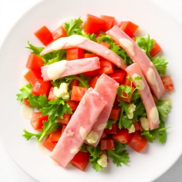 Surimi and Tomato Salad with Horseradish Walnut Dressing