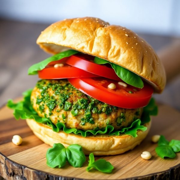 Gout-Friendly Pesto Turkey Burger