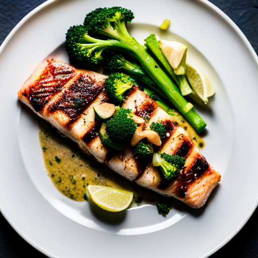 Grilled Fish with Garlic Broccoli