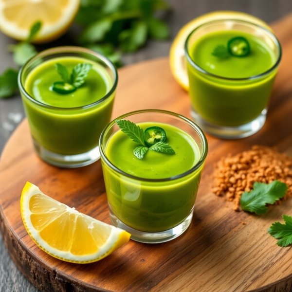 Mint and Coriander Chutney Shots