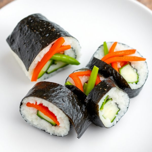 Crispy Veggie Sushi Roll with Fried Bell Peppers and Asparagus
