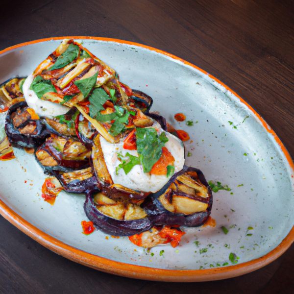 Baked Eggplant with Haloumi and Tahini