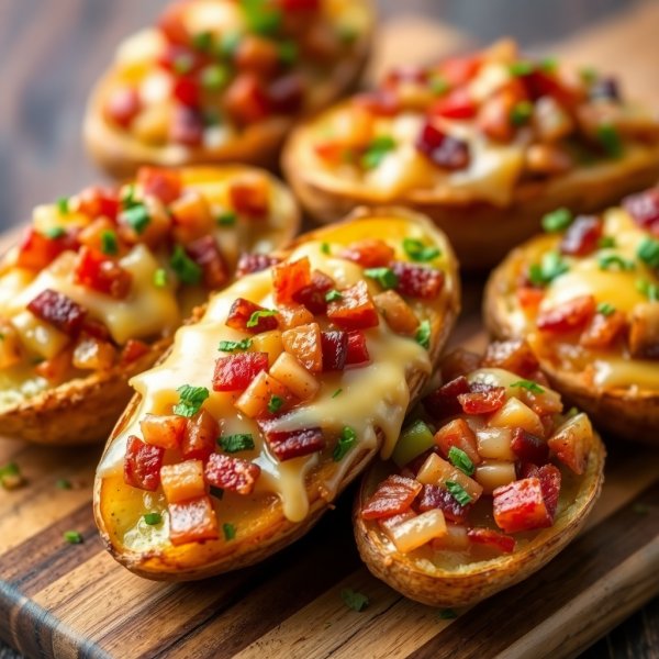 Bacon, Pepper, and Cheese Stuffed Potato Skins