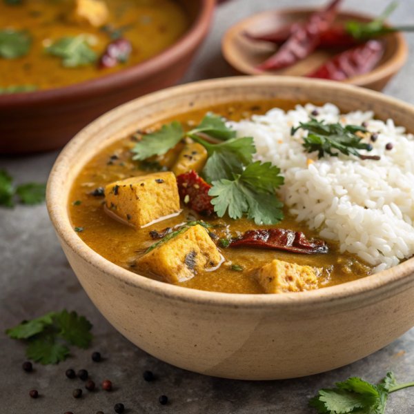 High-Protein Pepper Paneer Rasam with Rice