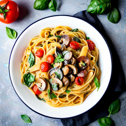 Mushroom Spinach Tomato Pasta