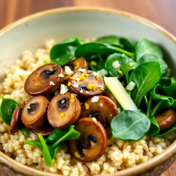 Savory Mushroom and Spinach Quinoa Bowl