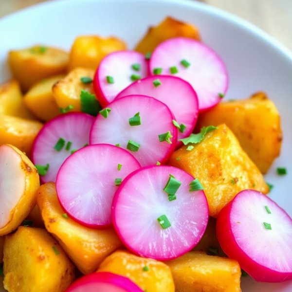 Roasted Potatoes and Radish Salad with Herb Dressing