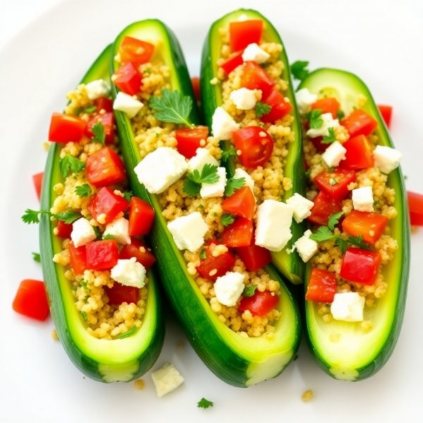 Stuffed Cucumber Boats with Herbed Quinoa