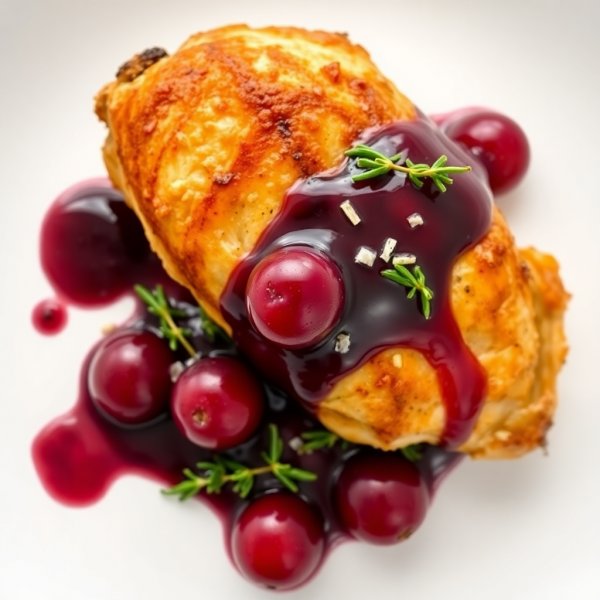 Roasted Chicken with Grape and Thyme Sauce