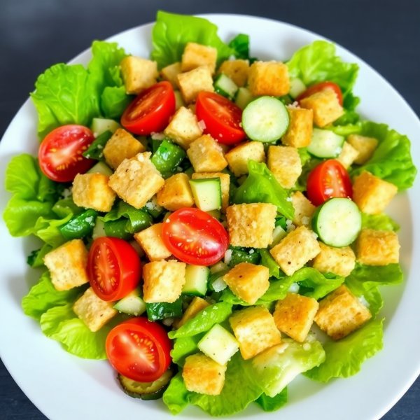 Vegetarian Caesar-Style Salad with Creamy Mayo Dressing
