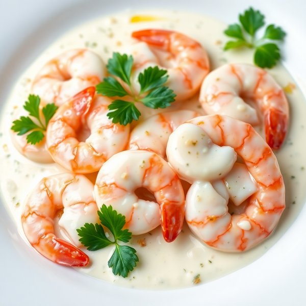 Creamy Garlic Shrimp with Yogurt Cheese Sauce