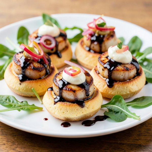 Mini Scallop Brioche Canapés with Kewpie and Black Vinegar Glaze