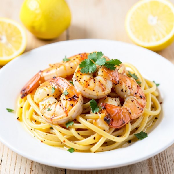 Garlic Butter Shrimp with Lemon Pasta