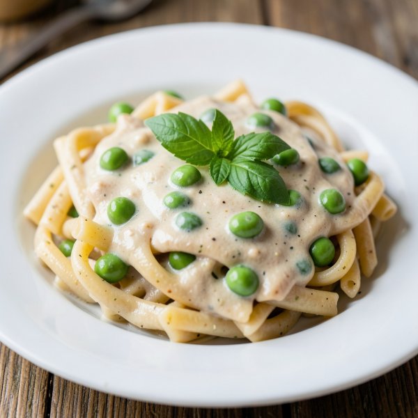 Whole Wheat Pasta with Silky Tofu Sauce and Edamame
