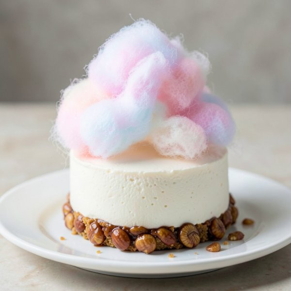 Candy Floss Cloud Mousse with Toffee Hazelnut Cradle