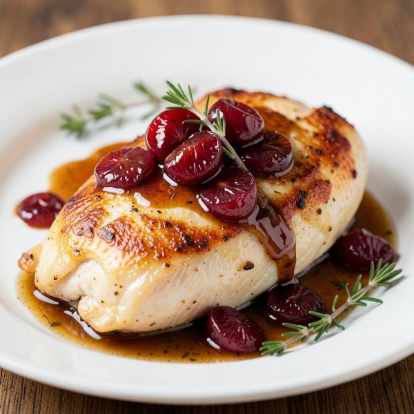 Roasted Chicken with Grape and Thyme Sauce