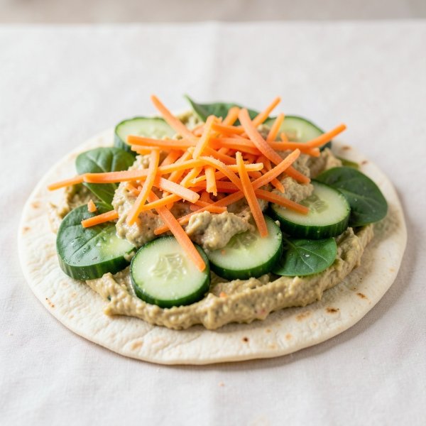 Quick Veggie Hummus Wrap