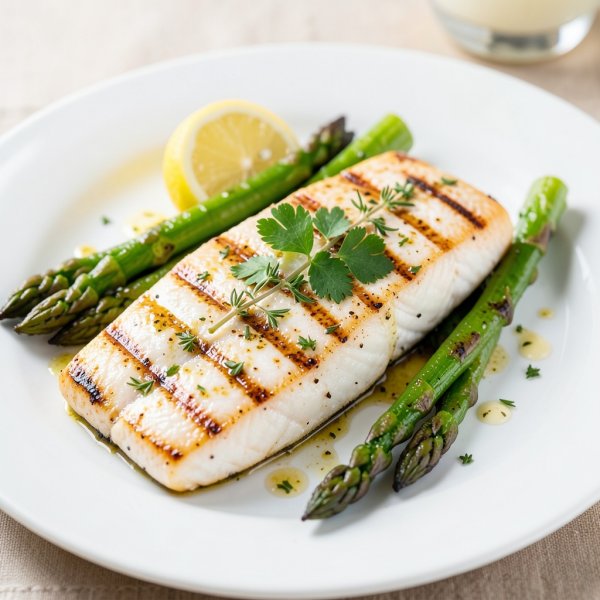Lemon Herb Grilled Fish with Garlic Asparagus