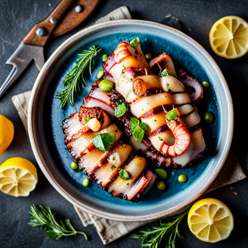 Grilled Octopus with Lemon Garlic Sauce Recipe | cookAIfood