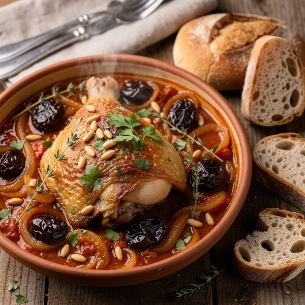 Catalan Chicken with Prunes and Pine Nuts
