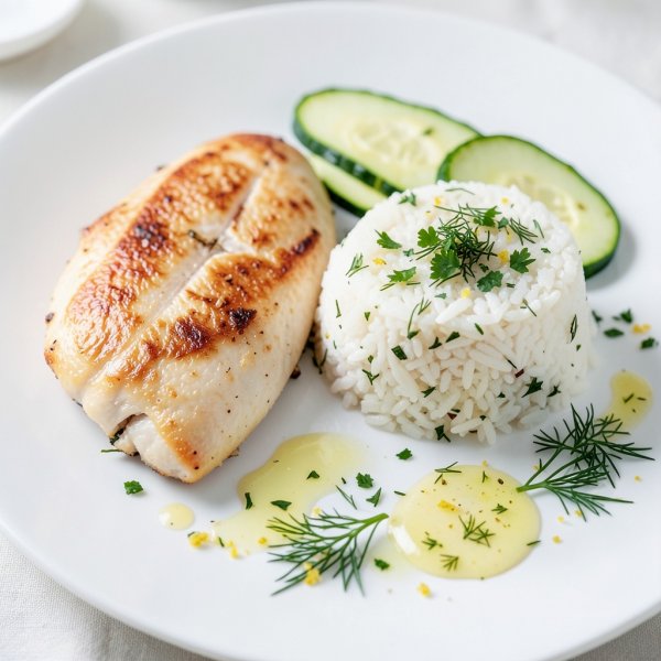 Lemon-Dill Chicken with Herbed Rice and Zucchini