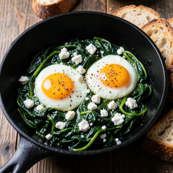 Spinach and Feta Skillet Eggs