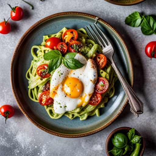 Cheesy Avocado Pasta with Eggs