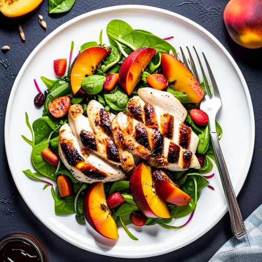 Grilled Chicken with Peach and Spinach Salad