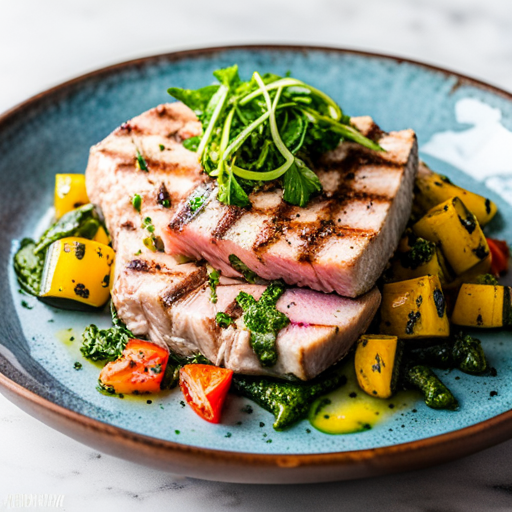 Grilled Tuna with Lemon Herb Sauce