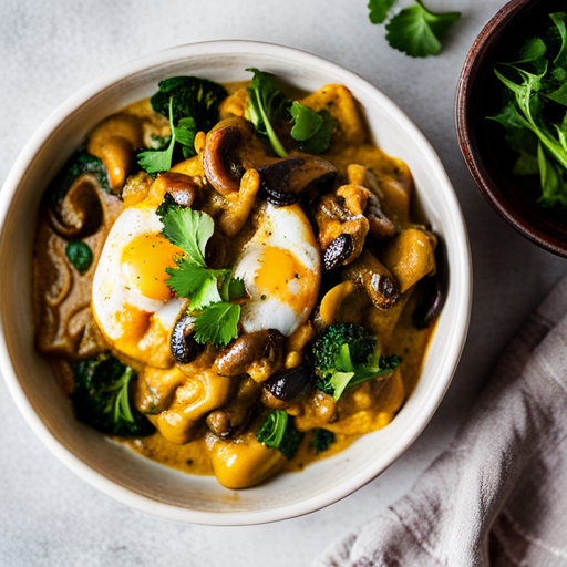 Moroccan Egg Curry with Broccoli and Mushrooms