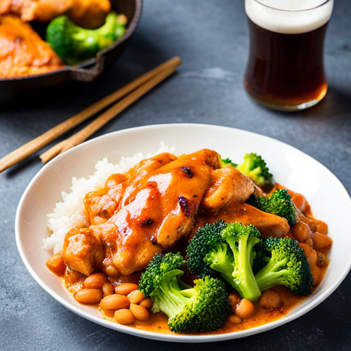 Beer-Butter Chicken with Broccoli and Beans