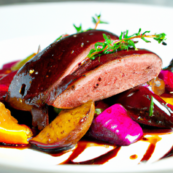 Red-Wine Poached Duck with Winter Vegetables