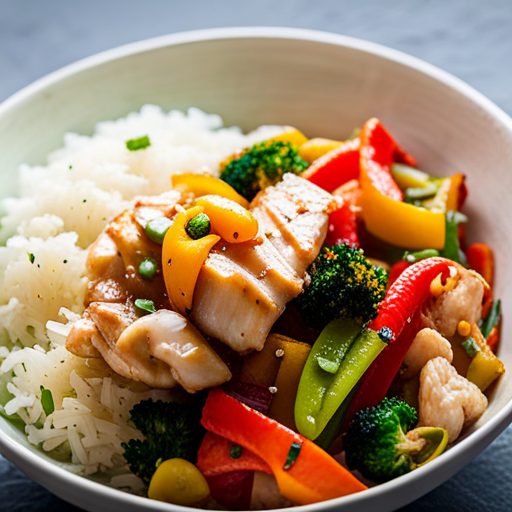 Garlic Chicken Stir-Fry with Peppers and Rice