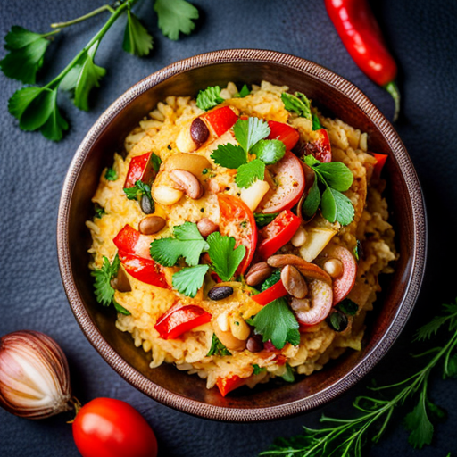 Arab Nutty Rice with Tomato Onion Sauce