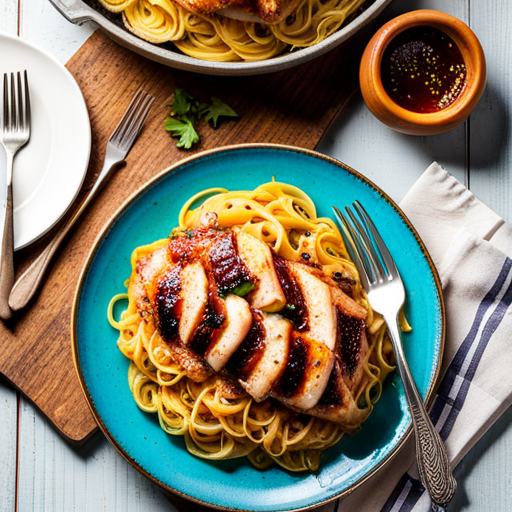 Honey Glazed Chicken with Caramelized Onions and Pasta