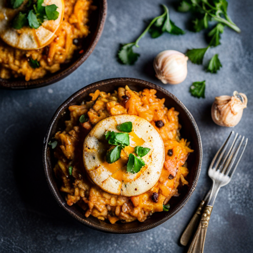 Cheesy Tomato Rice with Caramelized Onions