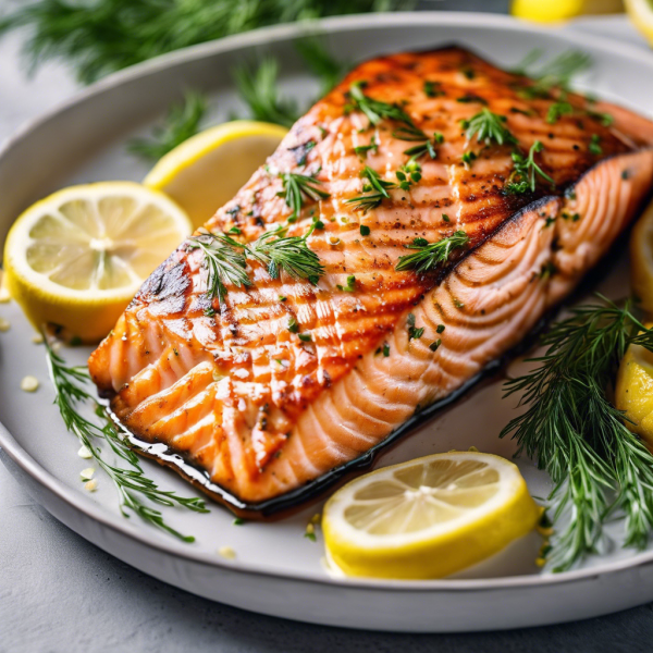 Grilled Salmon with Lemon Dill Sauce Recipe | cookAIfood