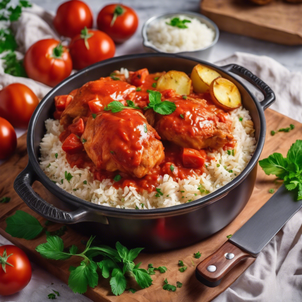 Creamy Tomato Chicken with Rice and Potatoes