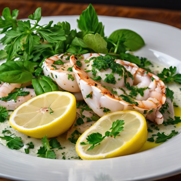 Grilled Squid with Lemon Herb Sauce