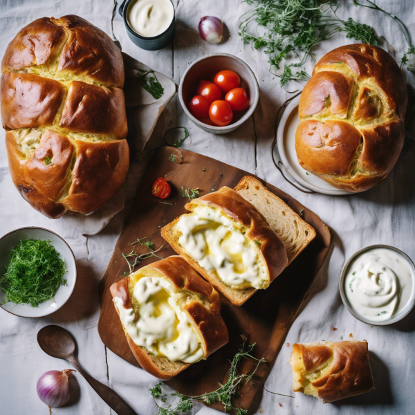 Potato and Onion Stuffed Bread with Yogurt Sauce